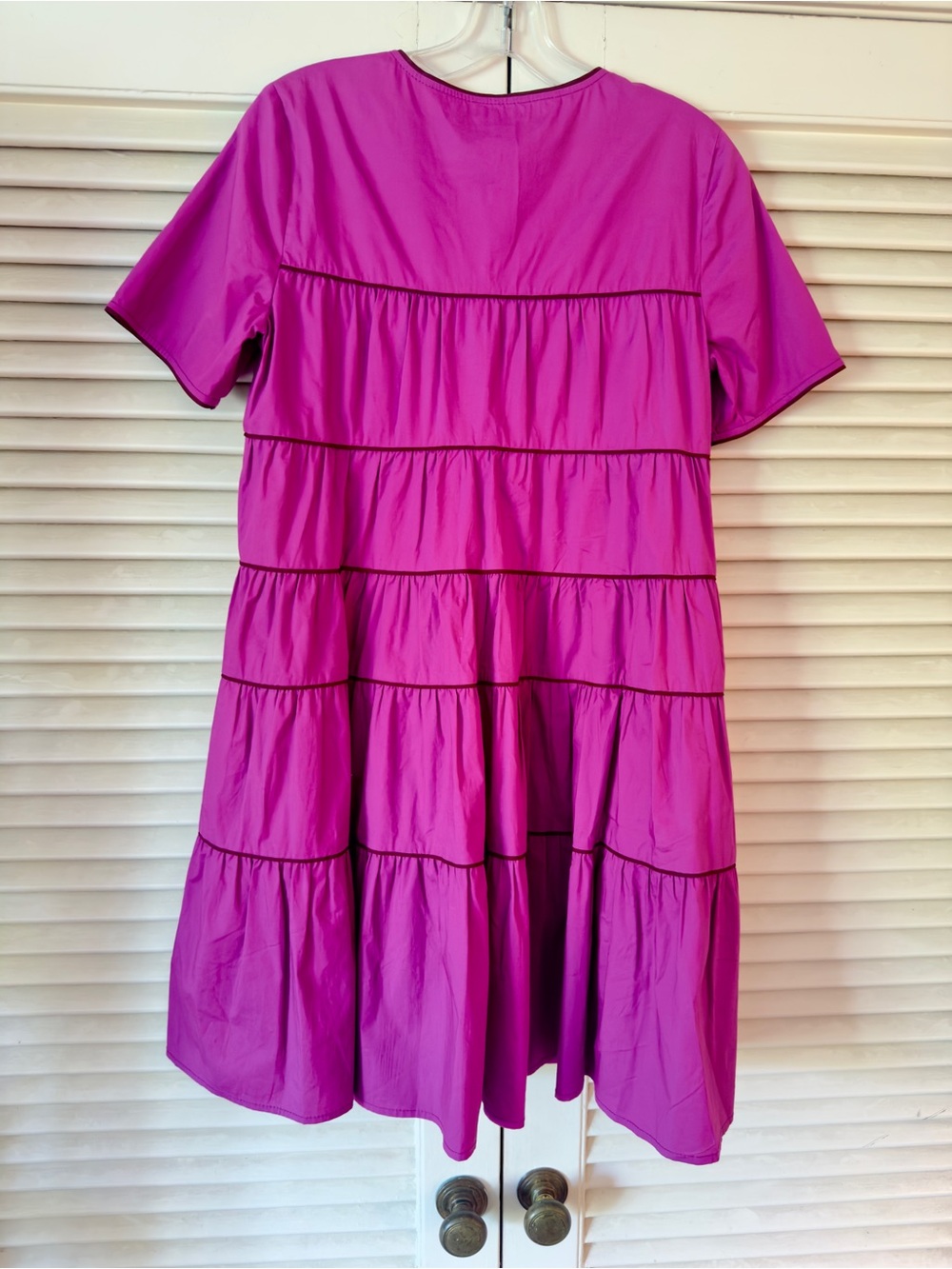 MINT CONDITION STAUD TIERED FUCHSIA COTTON MINI-DRESS SIZE SMALL - Picture 2 of 9